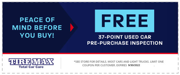 free 37-point used car pre-purchase inspection coupon